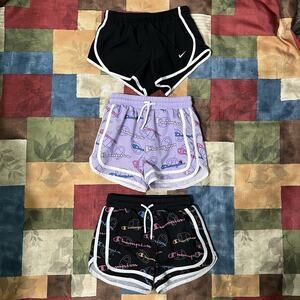 Lot of 3 Girls Shorts Size 5/6 Nike/Champion Multicolor